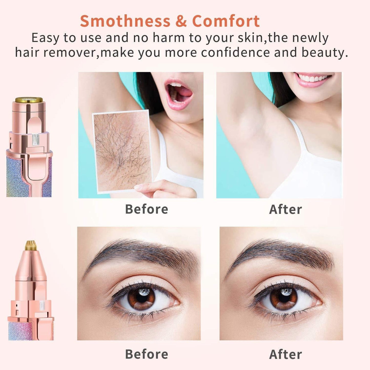 2 in 1 Rechargeable Facial Hair Remover And Eyebrow Trimmer