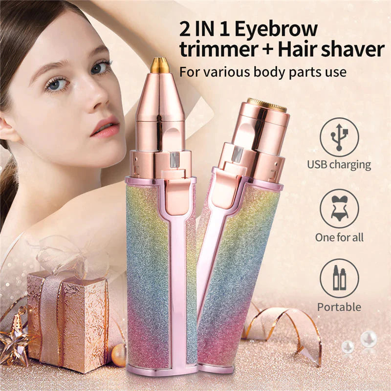 2 in 1 Rechargeable Facial Hair Remover And Eyebrow Trimmer